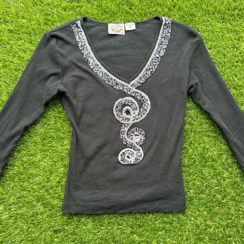 Beaded Black Top